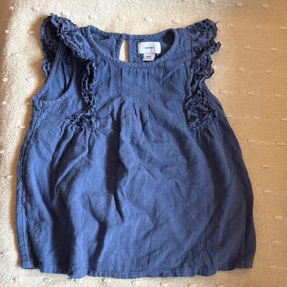 Old Navy Navy Blue Kids Ruffle Sleeve Top